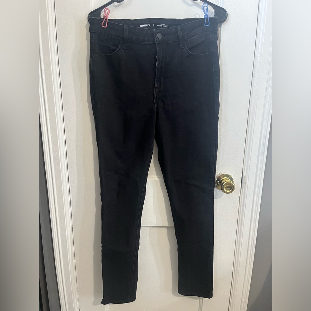 Old Navy: High Rise- Super Skinny- Black Wash Jeans- Size 8